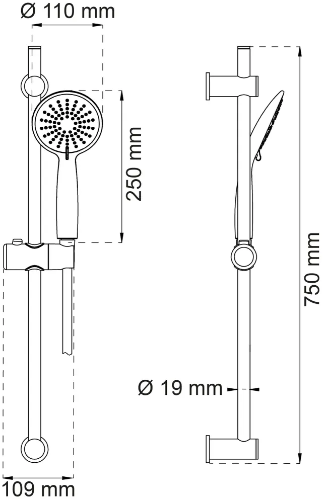 DUSCHSET DAHLIA 3-SPRAY KROM D110MM/