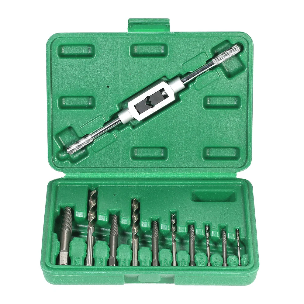 11pcs Thread Metric Machine Hand Screw Adjustable Plug Taps Set Tap Wrench 1/16''-1/2'' Dynagem
