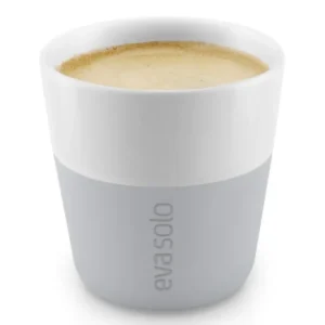 Eva Solo Espressokopp 80 ml, set i 2 delar, med silikonöverdrag, ljusgrå Eva Solo