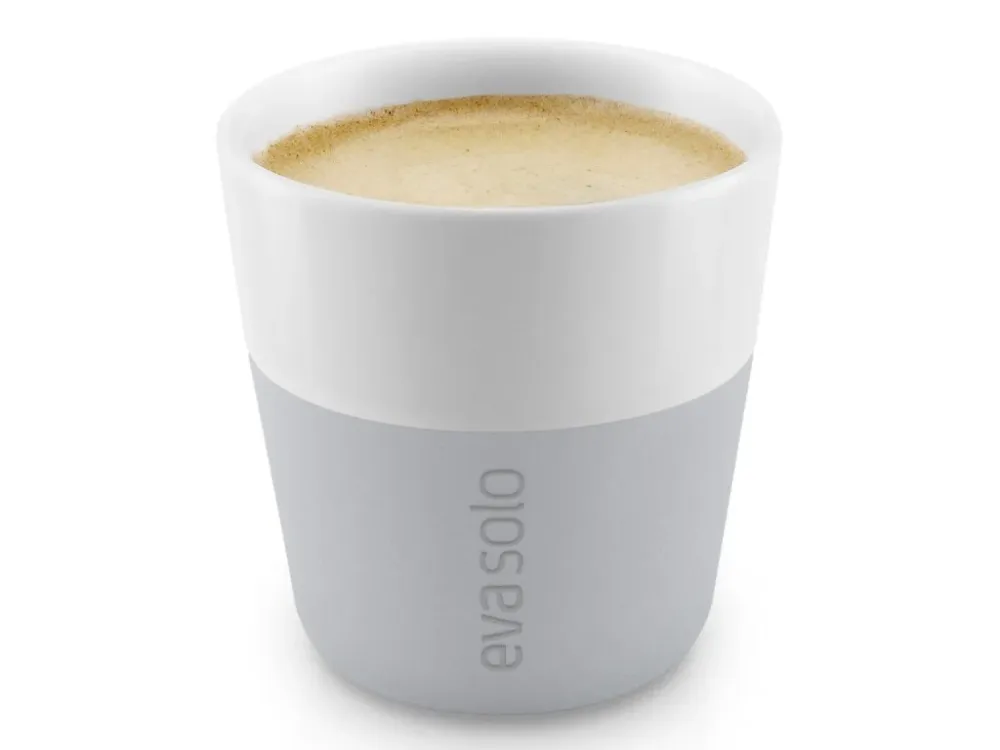 Eva Solo Espressokopp 80 ml, set i 2 delar, med silikonöverdrag, ljusgrå Eva Solo