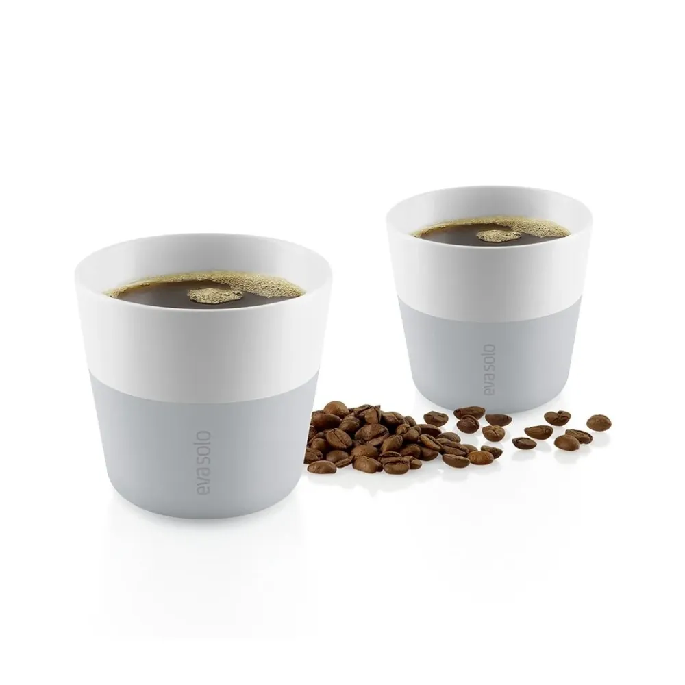 Eva Solo Espressokopp 80 ml, set i 2 delar, med silikonöverdrag, ljusgrå Eva Solo