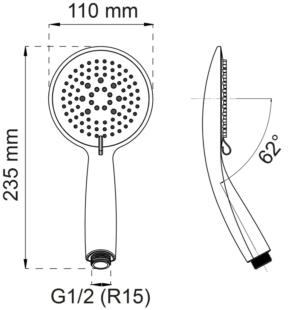 HANDDUSCH DAHLIA 3-SPRAY KROM D110MM