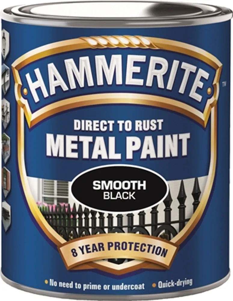 METALLFÄRG HAMMERITE SLÄT FINISH SVART 0,25L