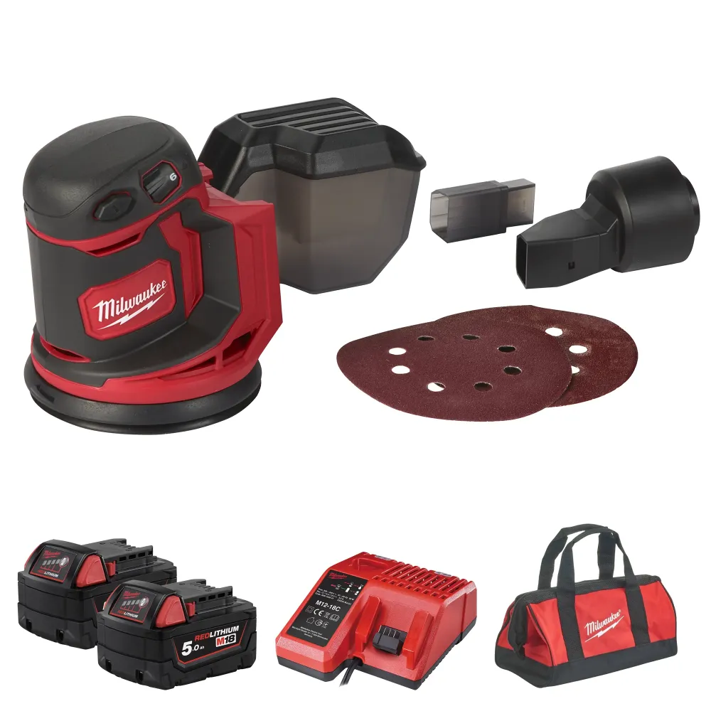 Milwaukee M18 BOS125-502B 18V 5Ah Excenterslip