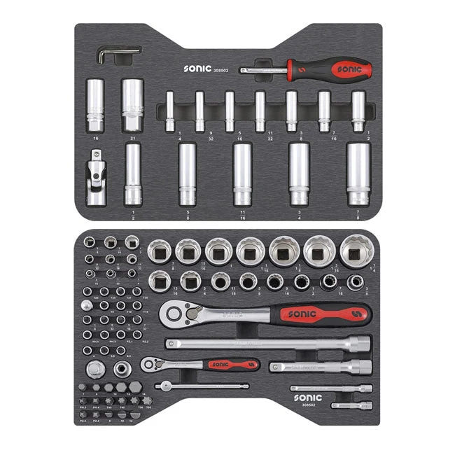Sonic Bits/Hylssats 85-st 1/4" & 1/2" Infästning Tum