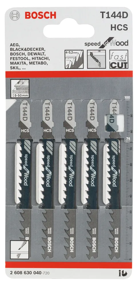 STICKSÅGSBLAD FÖR TRÄ T144D 5-PACK