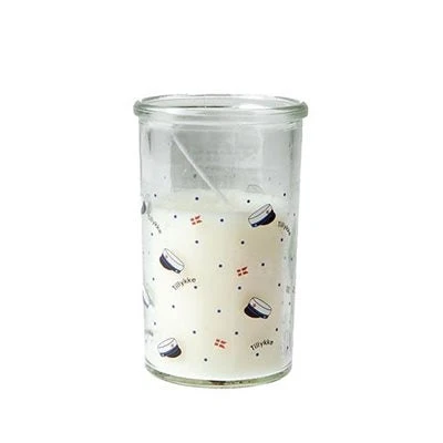 Student, Ljus I Glas, H 10Cm, Dia. 6 Cm, Vit