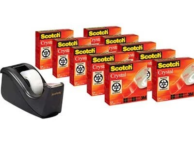 Tape Dispenser Scotch C60 Black + 10 Rl. Kristalltejp 19Mmx33M