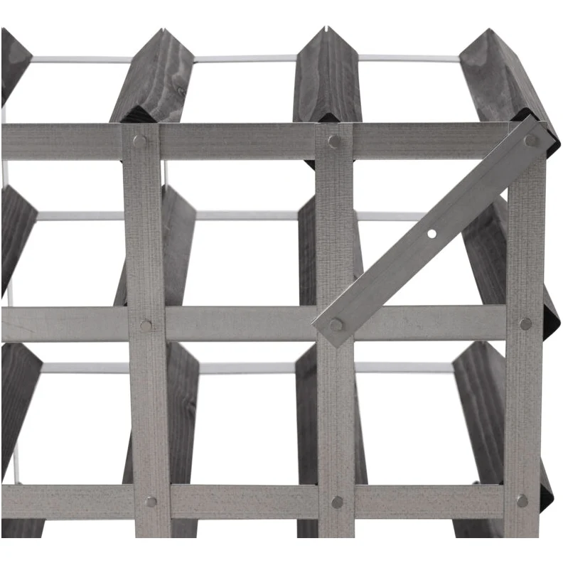 Traditional Wine Rack Vinställ 16 Flaskor Monterad Svart