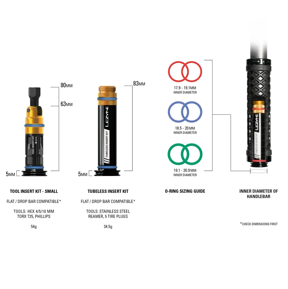 Tubeless reparationssats + multiverktyg S Integrerat LEZYNE DUAL-styr