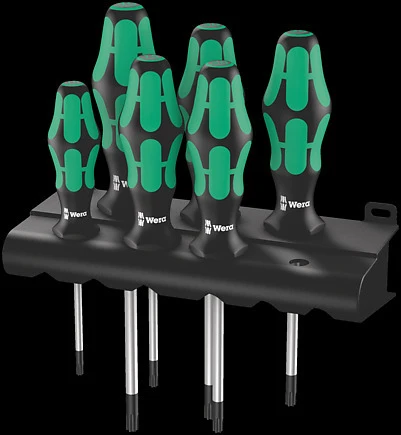 Wera 367/6 Torx skruvmejselsats kraftform Plus + Rack, 6 delar