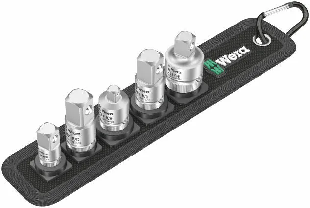 Wera 781/5 hylsadaptersats 1, 6 delar Hylsadapters 1/4" 3/8" 1/2"