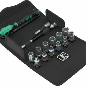 Wera 8100 SA 13 Zyklop Comfort-spärrhandtagssats, omkopplingsspak, 1/4"-fattning, metriska mått 15-delar