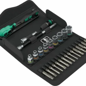 Wera 8100 SA 14 Zyklop Comfort-spärrhandtagssats, omkopplingsspak, 1/4"-fattning, metriska mått 28-delar